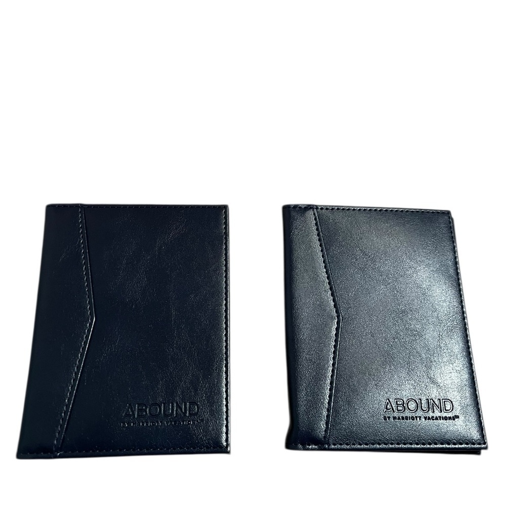 Set of 2 Passport Cover Abound by Marriott Vacations Navy Blue Leather Billfold